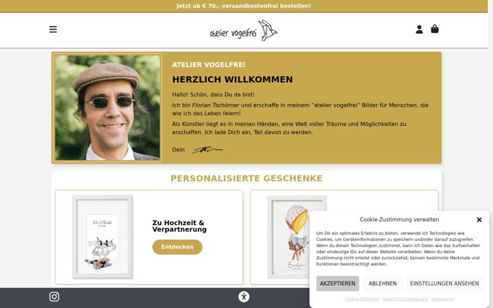 Screenshot of ateliervogelfrei.com