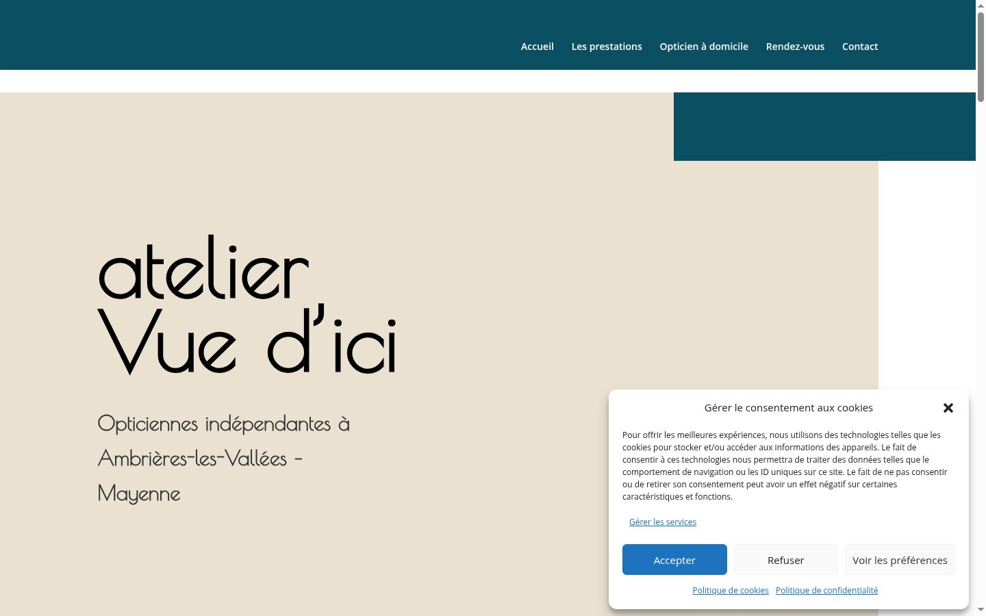 Captura de pantalla del banner de consentimiento mostrado antes de cualquier interacción