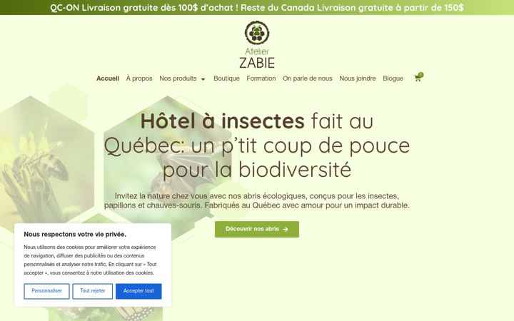 Screenshot of atelierzabie.ca