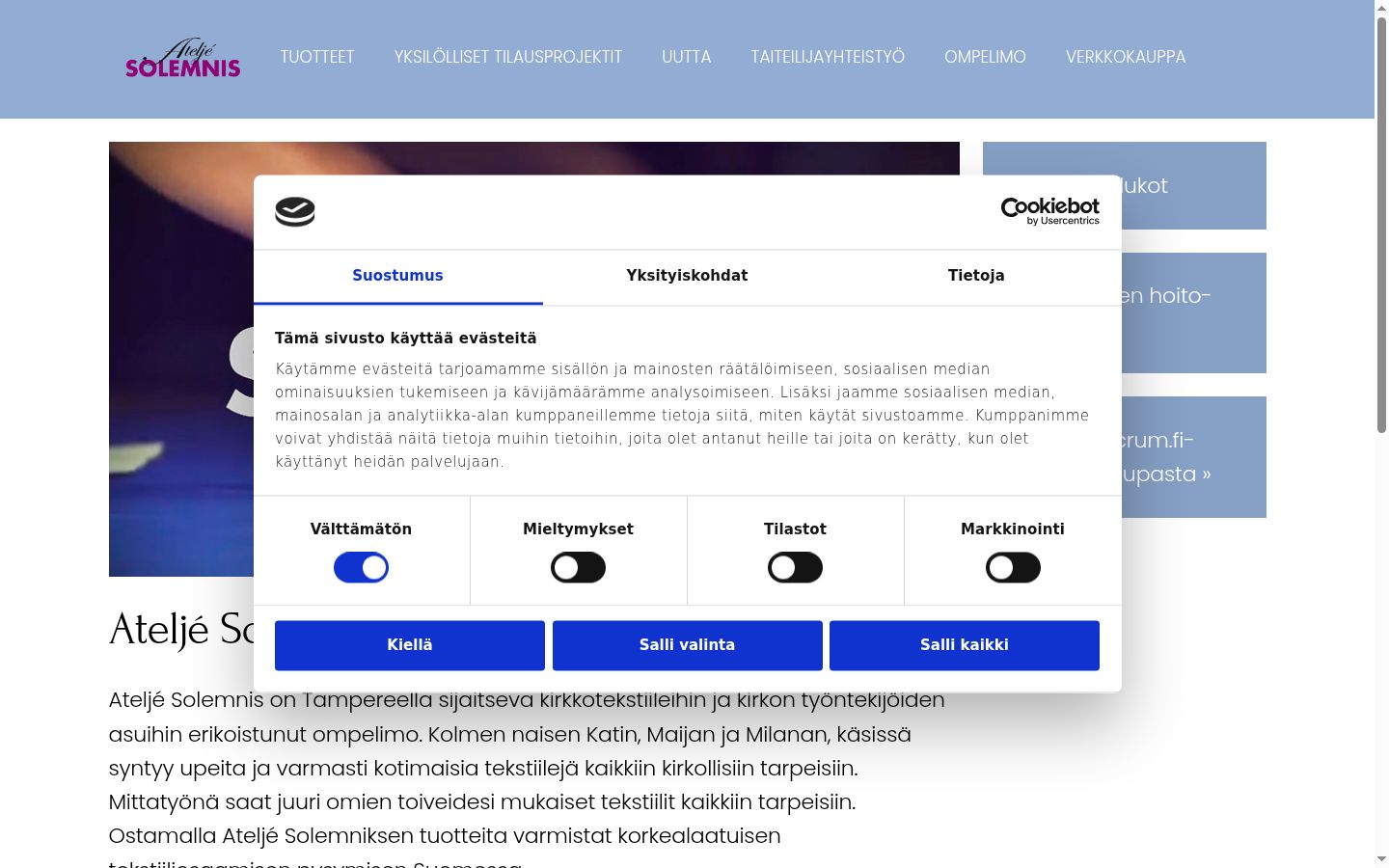 Screenshot del banner di consenso mostrato prima di qualsiasi interazione