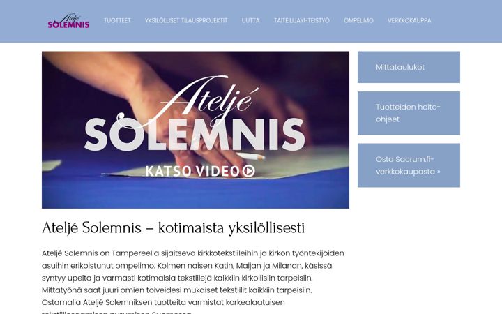 Skærmbillede af ateljesolemnis.fi