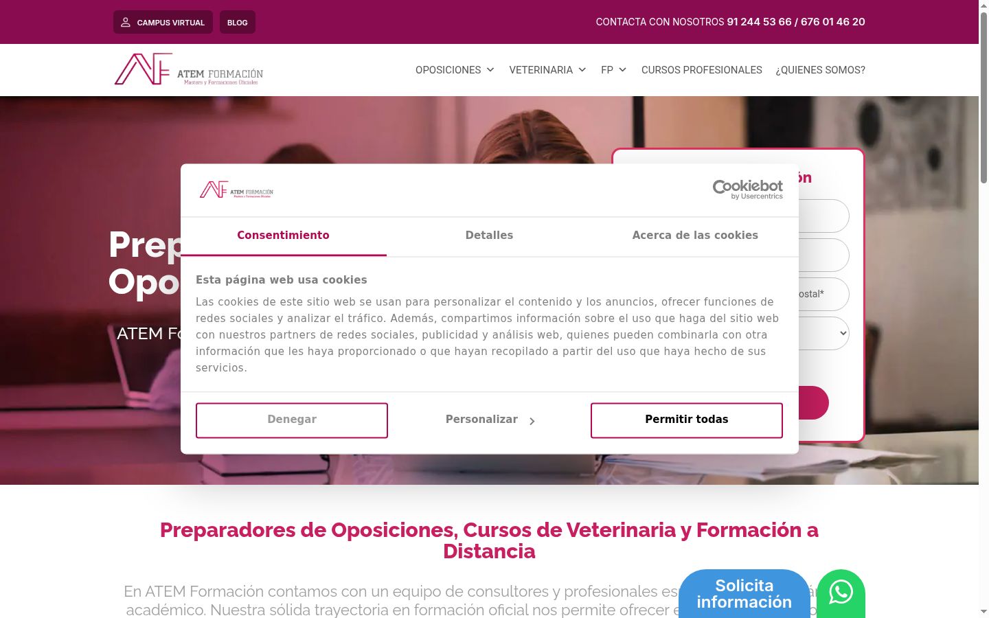 Screenshot del banner di consenso mostrato prima di qualsiasi interazione