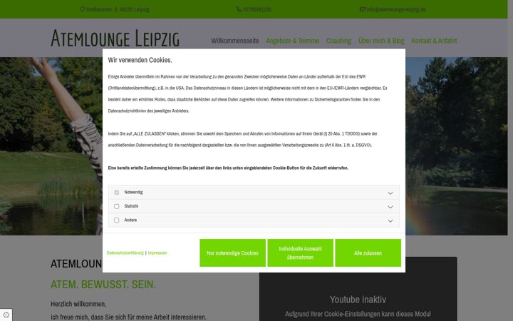 Screenshot of atemlounge-leipzig.de