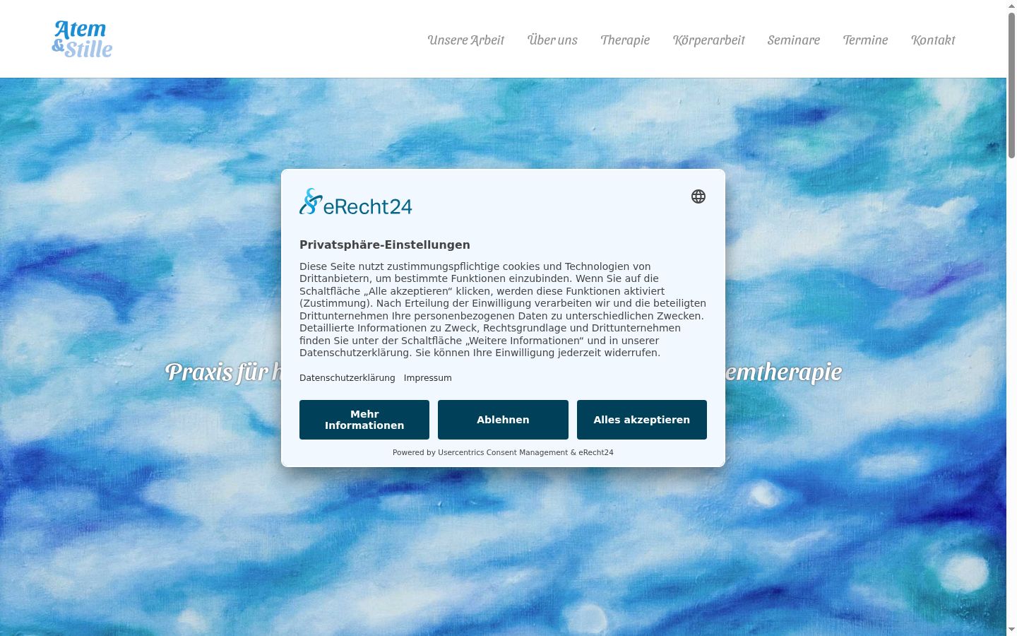 Screenshot del banner di consenso mostrato prima di qualsiasi interazione