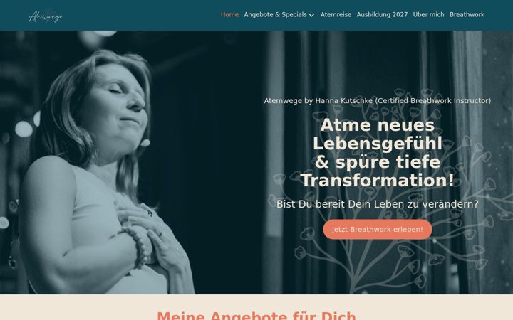 Captură de ecran a atemwege-breathwork.de