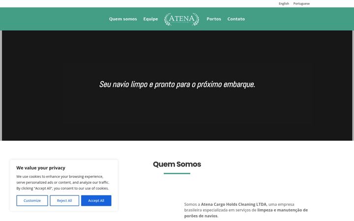 Ekrano kopija atenacargoholdscleaning.com.br
