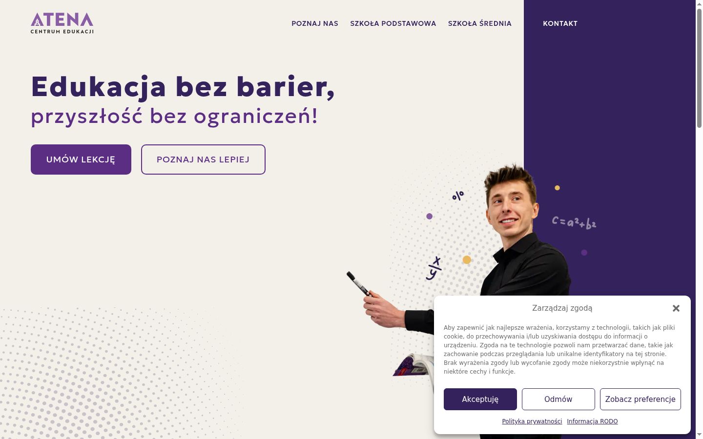 Zrzut ekranu banera zgody wyświetlanego przed jakąkolwiek interakcją