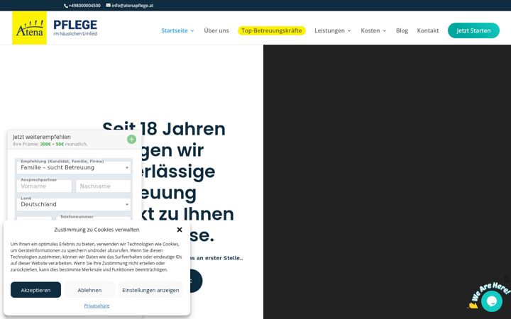 Ekrano kopija atenapflege.at