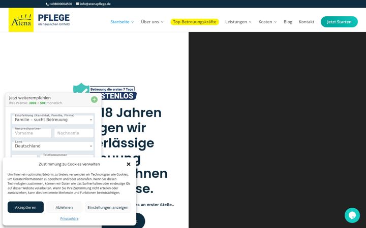 Screenshot of atenapflege.de
