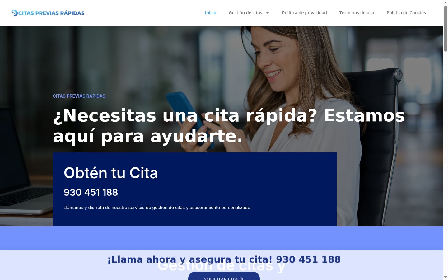 Captura de pantalla del banner de consentimiento mostrado antes de cualquier interacción
