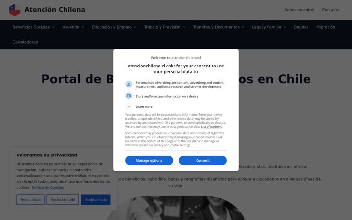 Screenshot of atencionchilena.cl