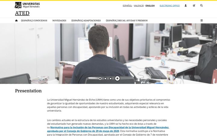 Skjermbilde av atenciondiscapacidad.umh.es