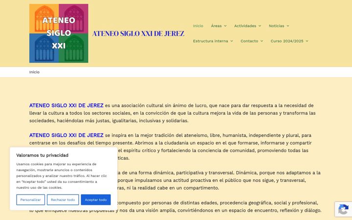 Screenshot of ateneosigloxxidejerez.org