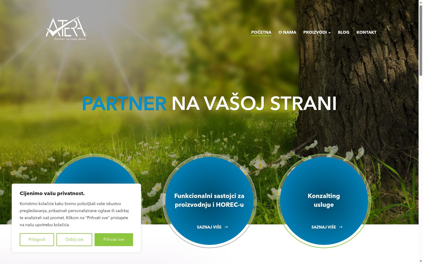 Snimka zaslona bannera za privolu prikazanog prije bilo kakve interakcije