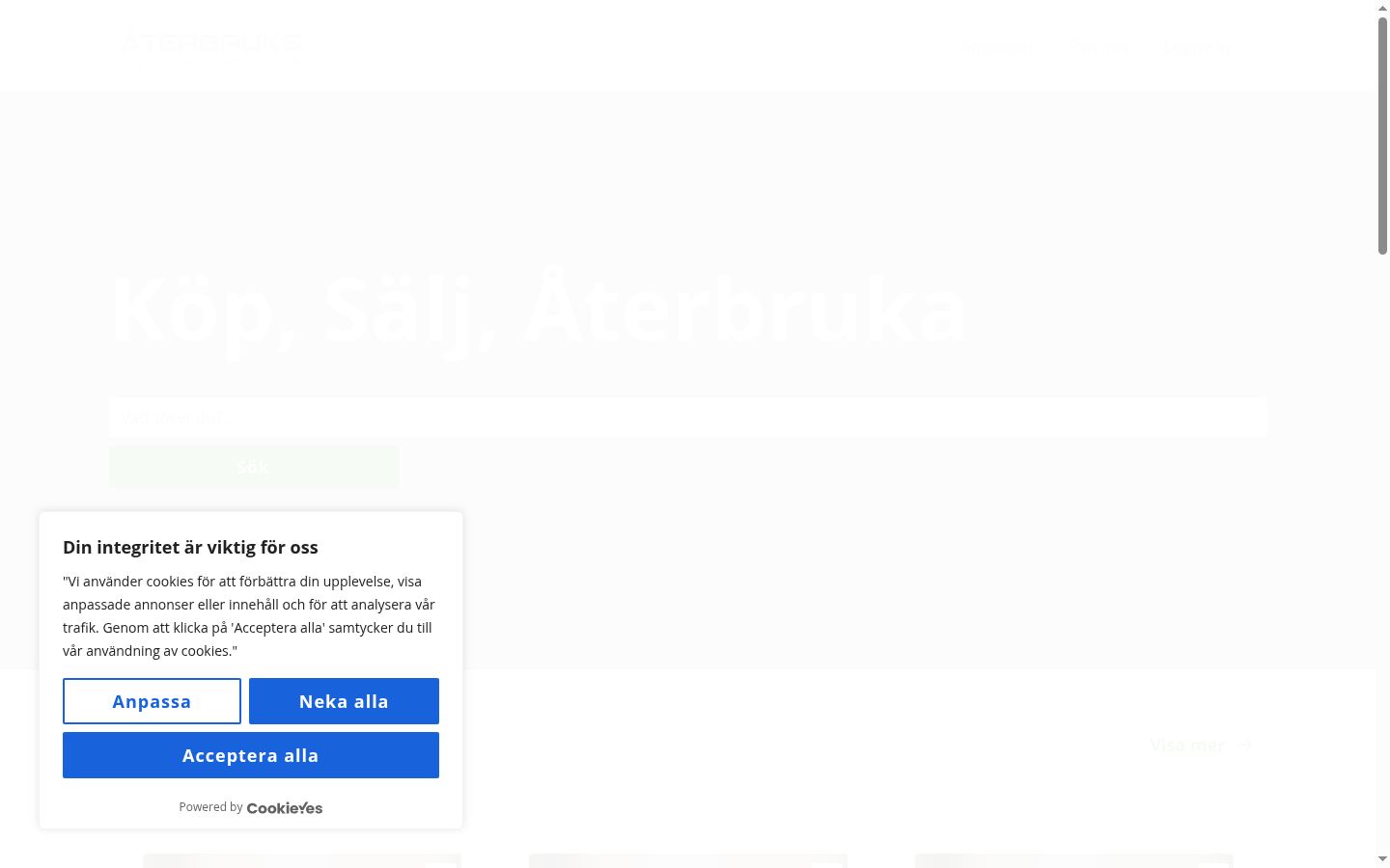 Screenshot of the consent banner shown before any interaction