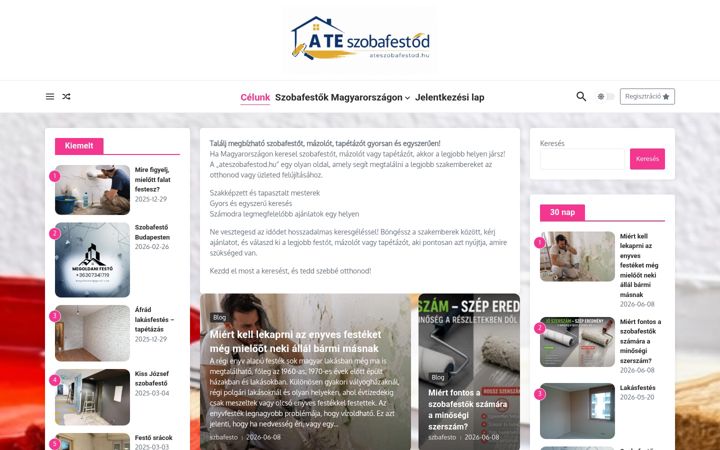 Screenshot of ateszobafestod.hu