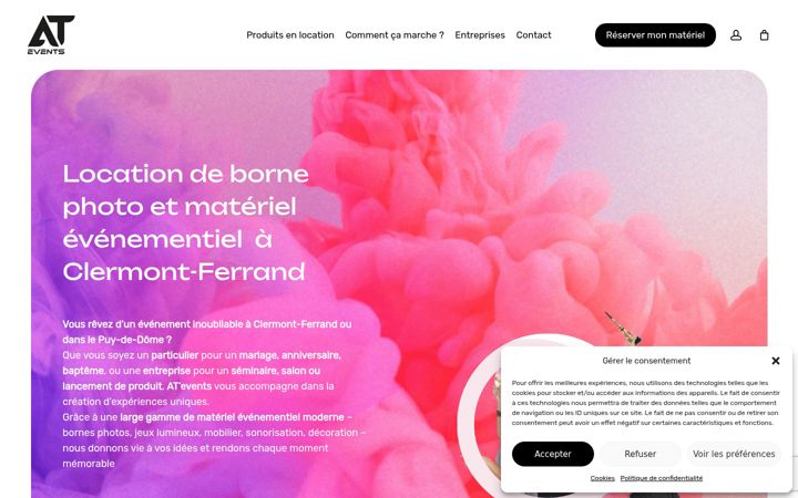 Ekrānuzņēmums no atevents.fr