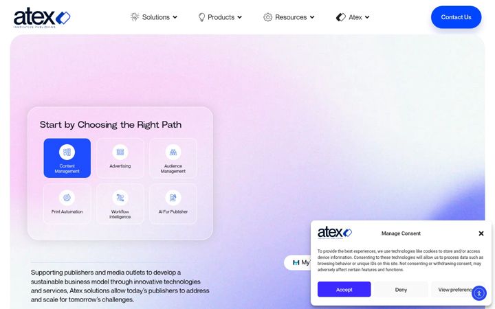 Snimka zaslona za atex.com