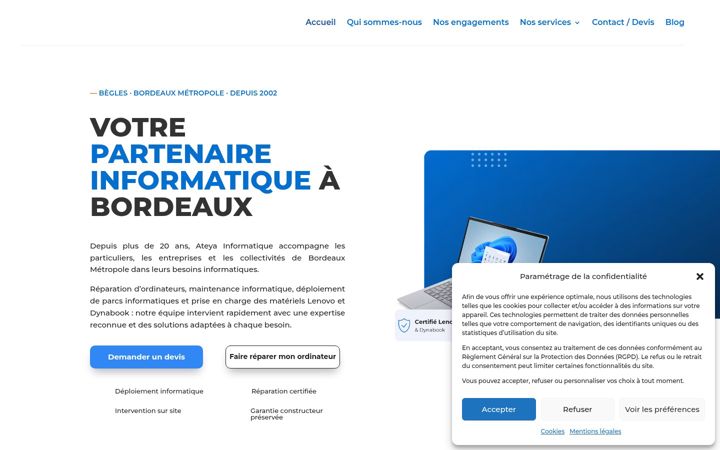 Ekrānuzņēmums no ateya-informatique.fr