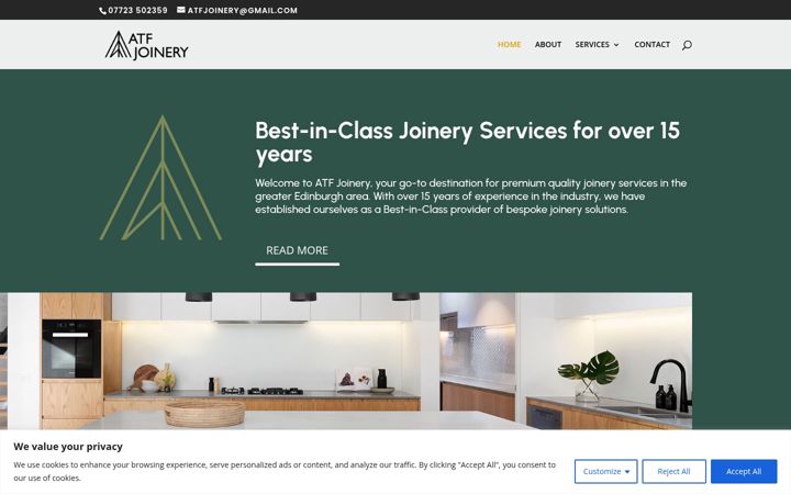 Screenshot of atfjoinery.co.uk