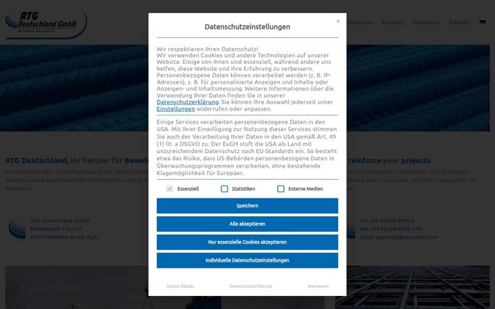 Screenshot ta' atg-steel.com