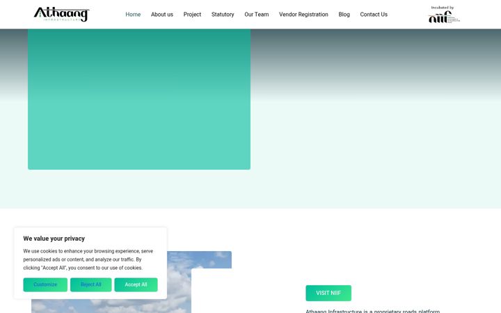 Screenshot of athaanginfra.in