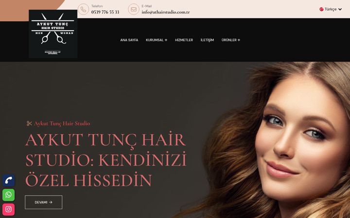 Screenshot of athairstudio.com.tr