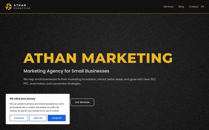 Screenshot of athanmarketing.com
