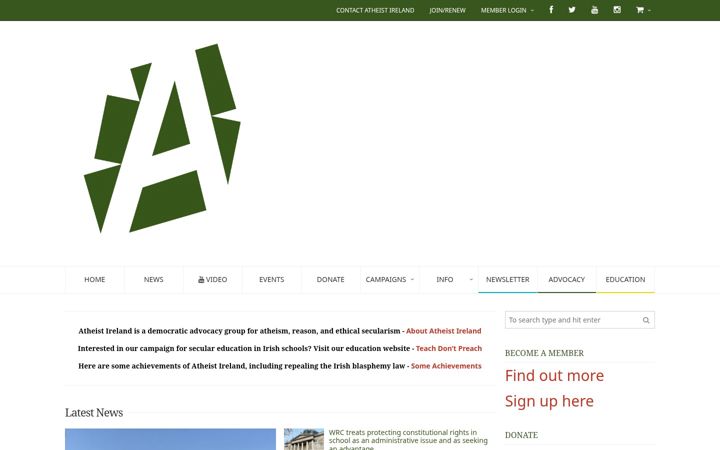 Screenshot of atheist.ie