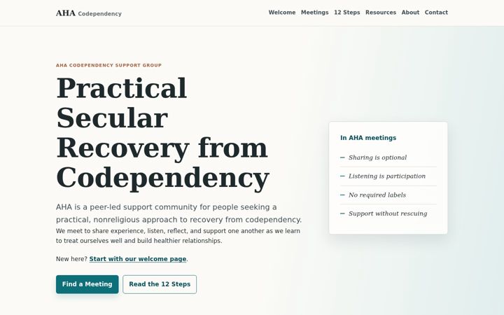 Screenshot of atheistcodependent.com