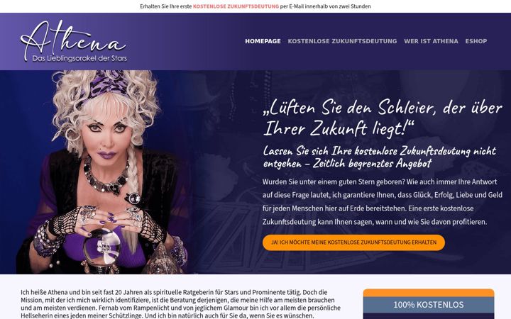 Captura de pantalla de athena-orakel.com