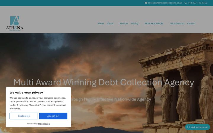 Captura de pantalla de athenacollections.co.uk