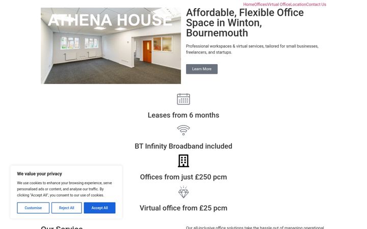 Screenshot of athenaoffices.co.uk