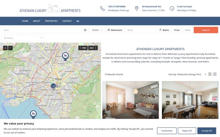 Screenshot of athenian-luxury-apartments.com