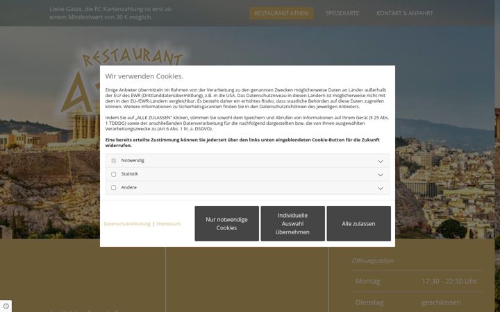 Screenshot of athenrestaurant.de