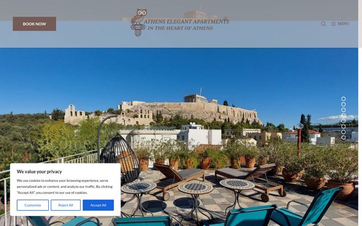 Screenshot of athenselegantapartments.com