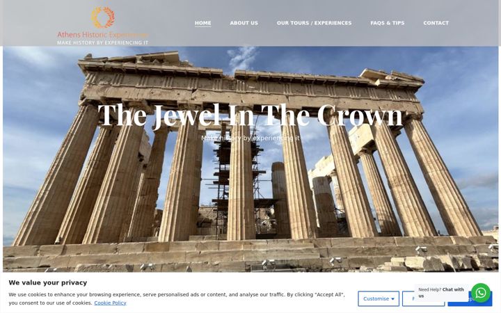 Screenshot of athenshistoricexperiences.com