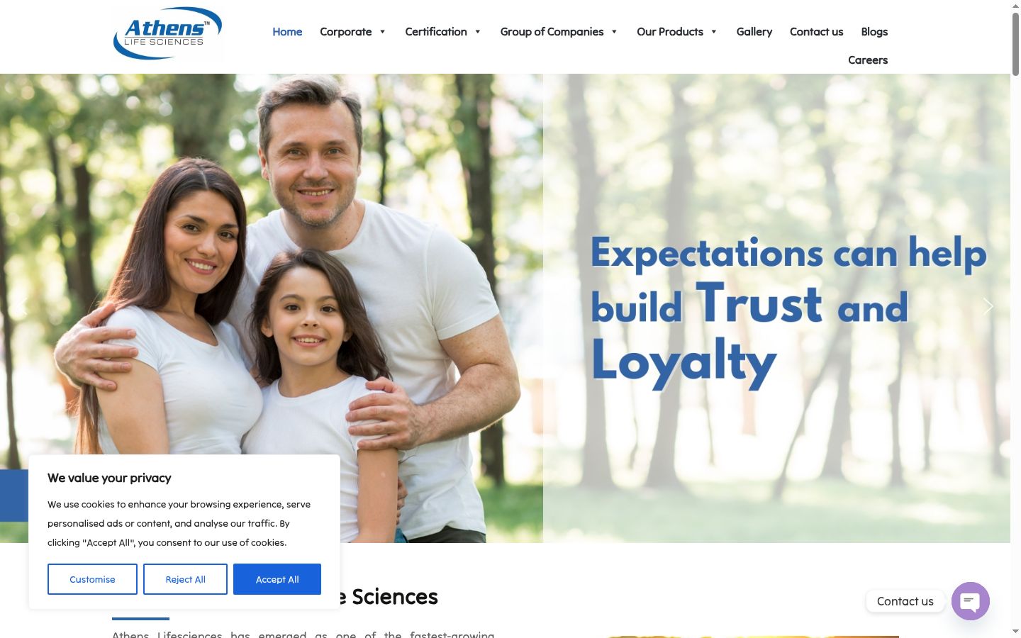 Screenshot del banner di consenso mostrato prima di qualsiasi interazione