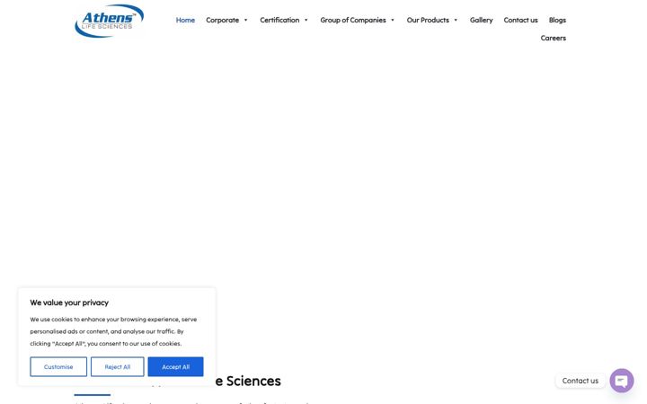 Skærmbillede af athenslifesciences.in