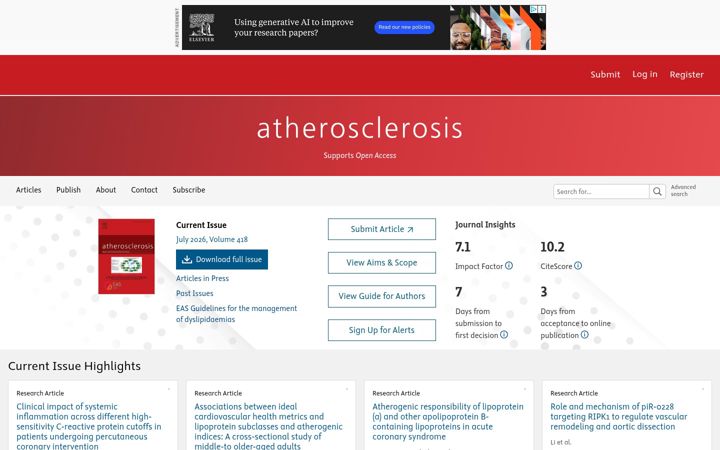 Screenshot of atherosclerosis-journal.com