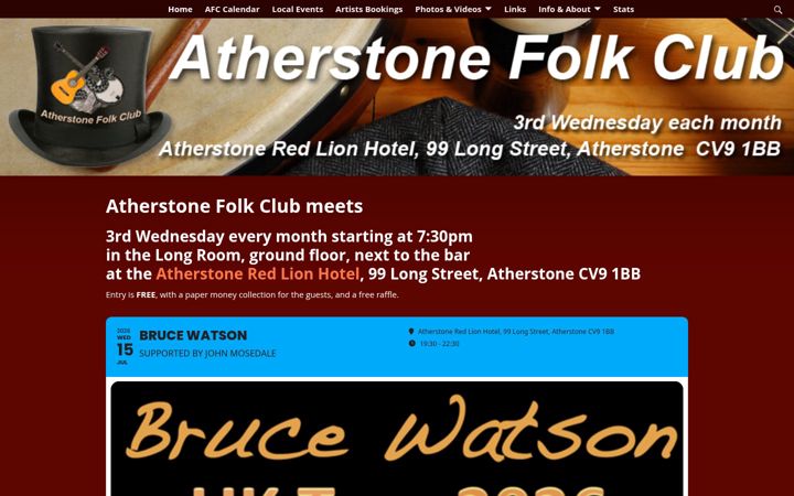 Screenshot of atherstonefolkclub.org.uk
