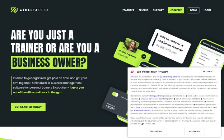 Screenshot of athletadesk.com