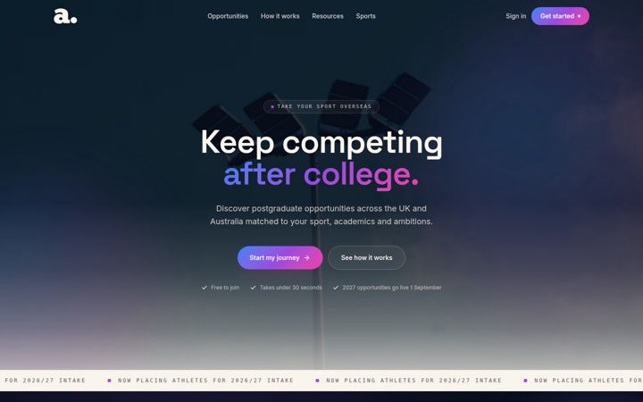 Screenshot of athletefuturesabroad.com