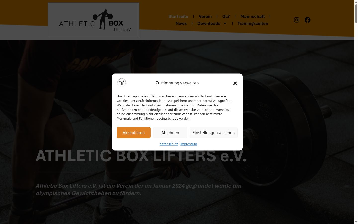 Screenshot des Einwilligungsbanners vor jeglicher Interaktion