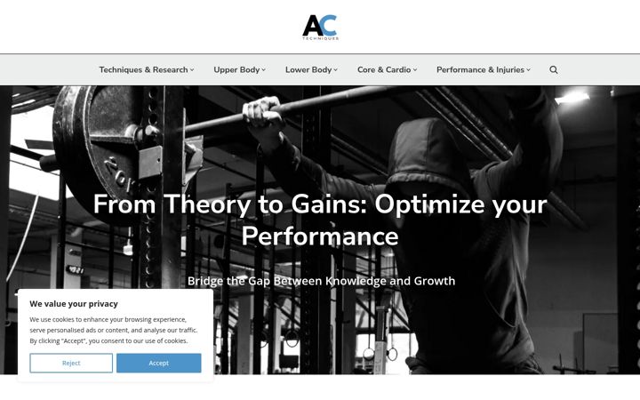 Screenshot of athleticoretechniques.com