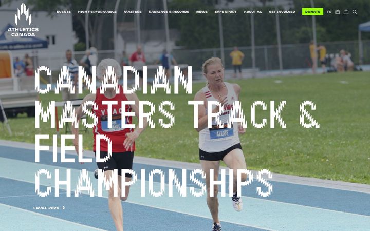 Screenshot of athletics.ca