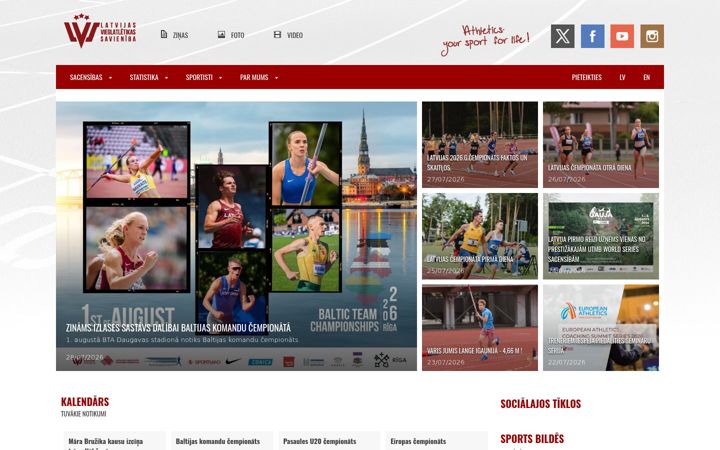 Screenshot of athletics.lv