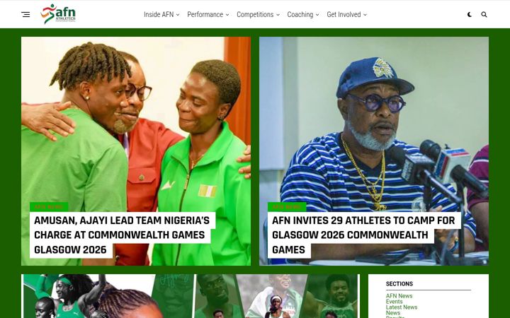 Screenshot of athleticsnigeria.org
