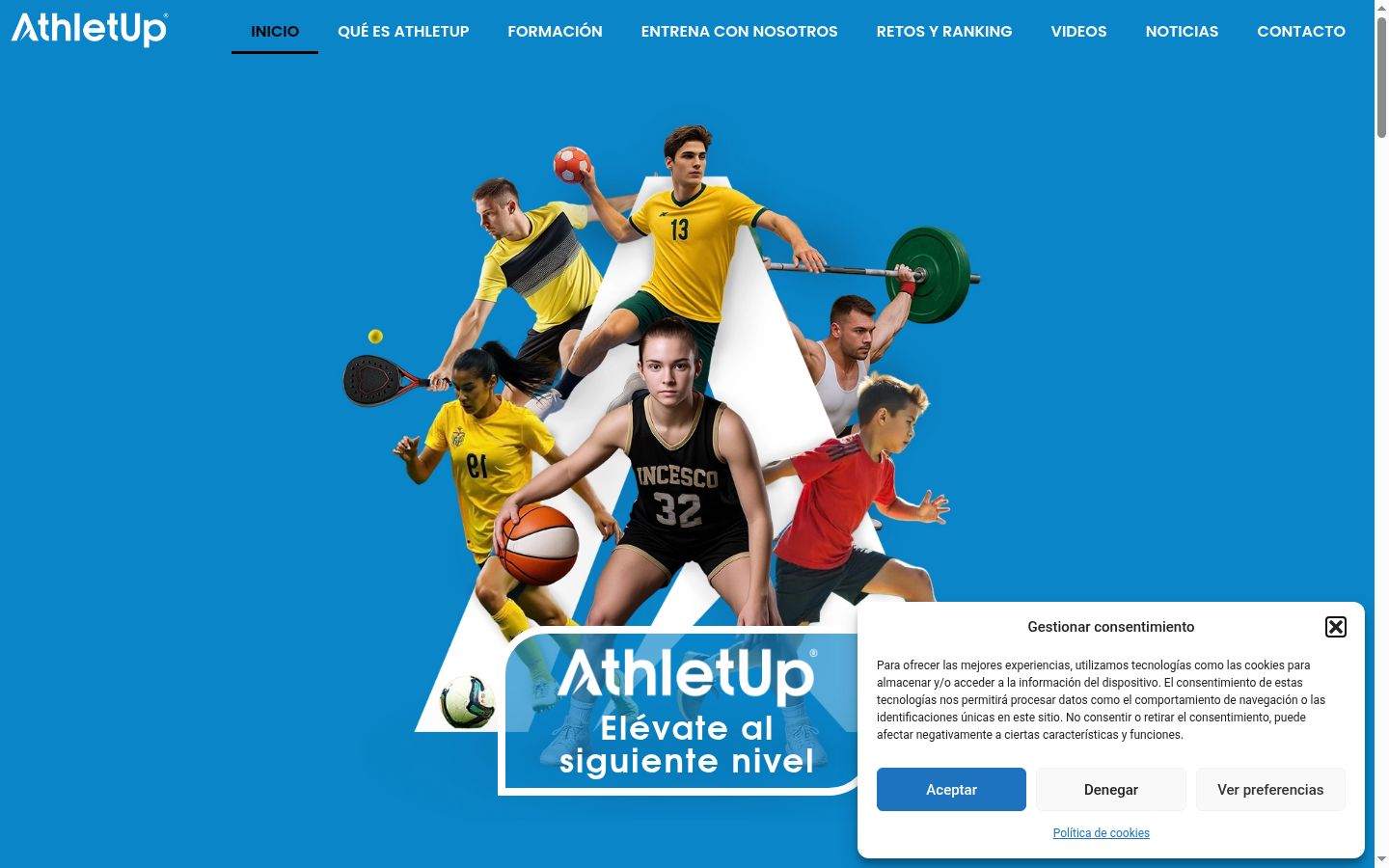 Captura de ecrã do banner de consentimento apresentado antes de qualquer interação