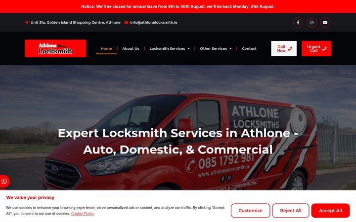 Screenshot of athlonelocksmith.ie